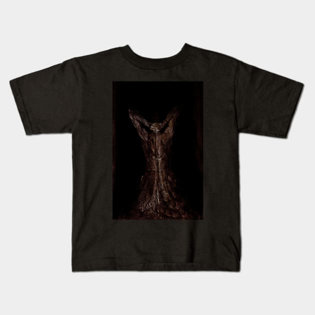 Special processing. Ugly close up, but masterpiece. Night dream. Strong guy in skirt, hands behind neck. Dim and red. Kids T-Shirt by 234TeeUser234